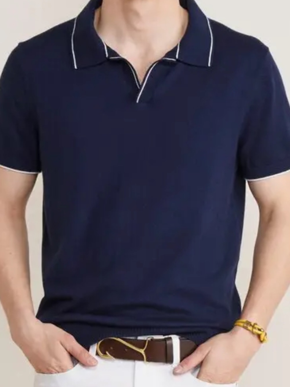 Vineyard Vines Navy cotton silk  Polo with White Piping size 2Xl
